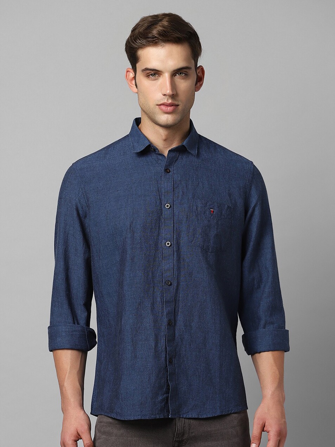 

Louis Philippe Sport Slim Fit Linen Cotton Casual Shirt, Navy blue