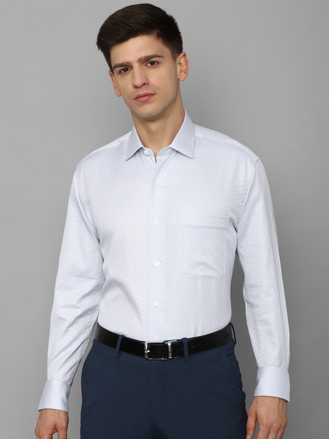 

Luxure by Louis Philippe Textured Self Design Pure Cotton Formal Shirt, White