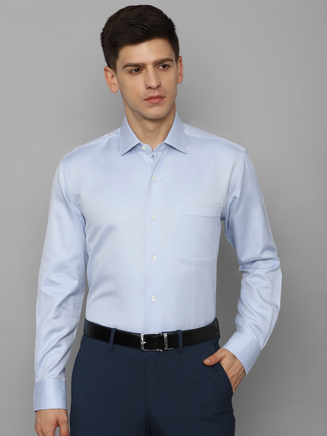 

Luxure by Louis Philippe Micro Ditsy Printed Pure Cotton Formal Shirt, Blue