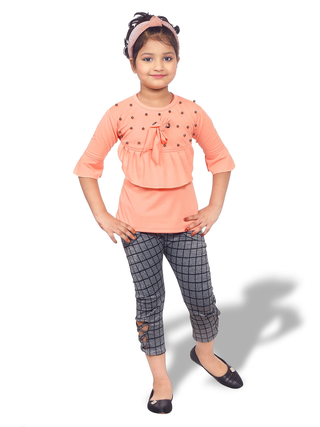 

BAESD Girls Embellished Top With Capris, Orange