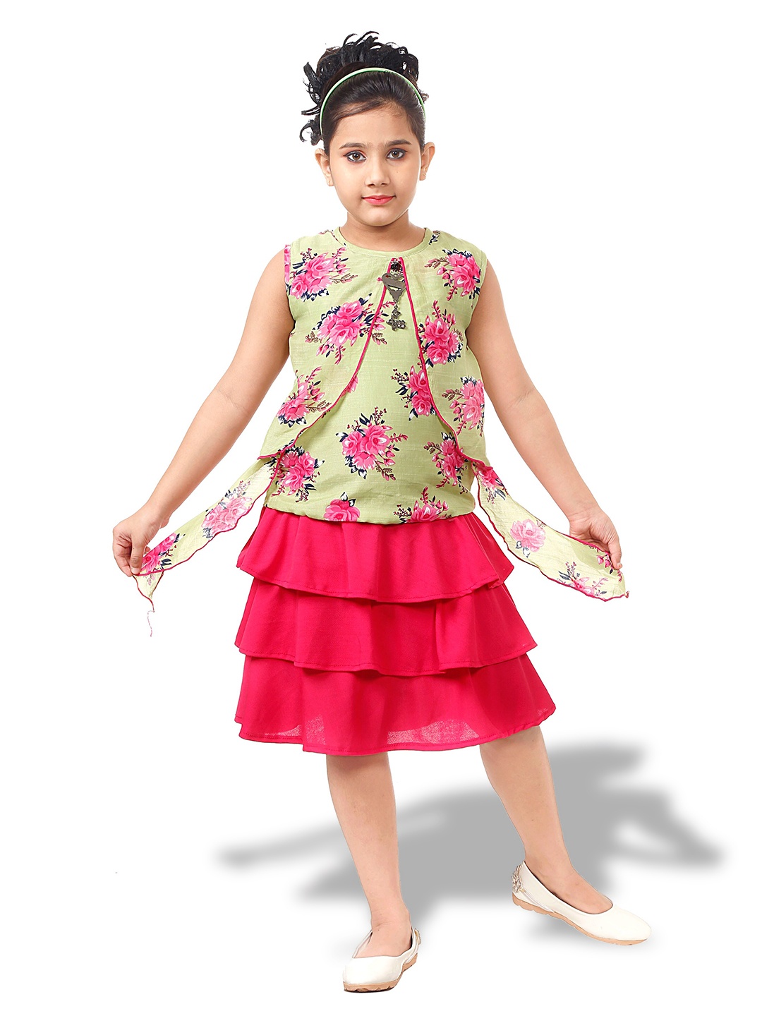 

BAESD Floral Printed Top with Skirt, Green