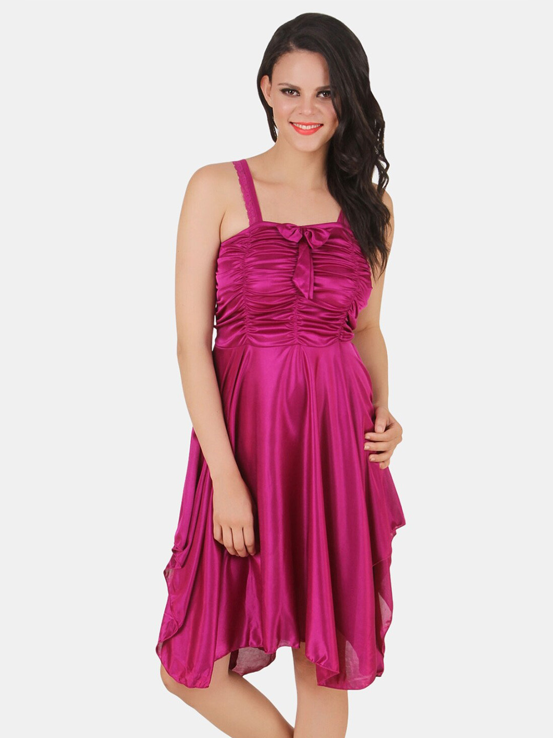 

Fasense Shoulder Strapped Satin Nightdress, Pink