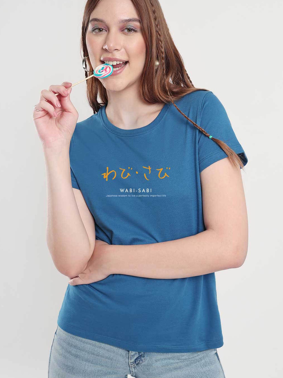 

NOBERO Typography Printed Pure Cotton T-Shirt, Blue