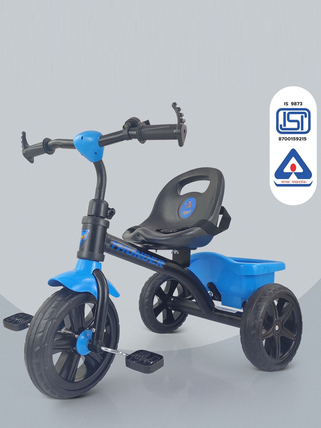 

Dash Kids Tricycle With Storage Basket & Seat Belt & Detachable Bell, Blue