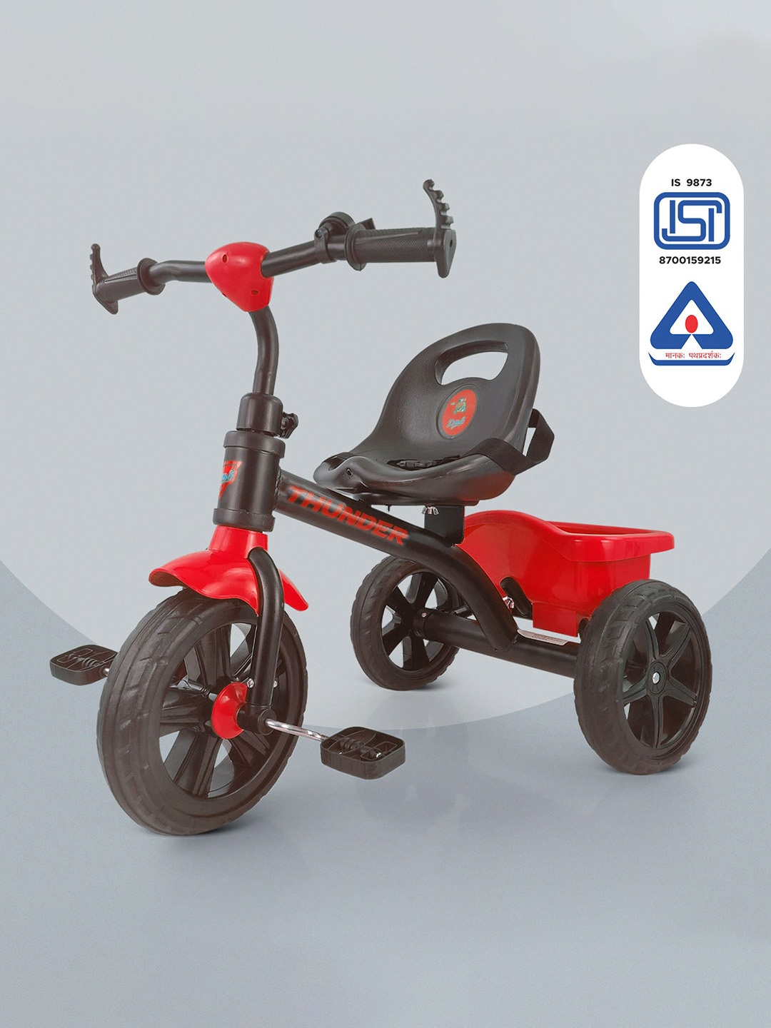 

Dash Kids Tricycle With Storage Basket, Seat Belt & Detachable Bell, Red
