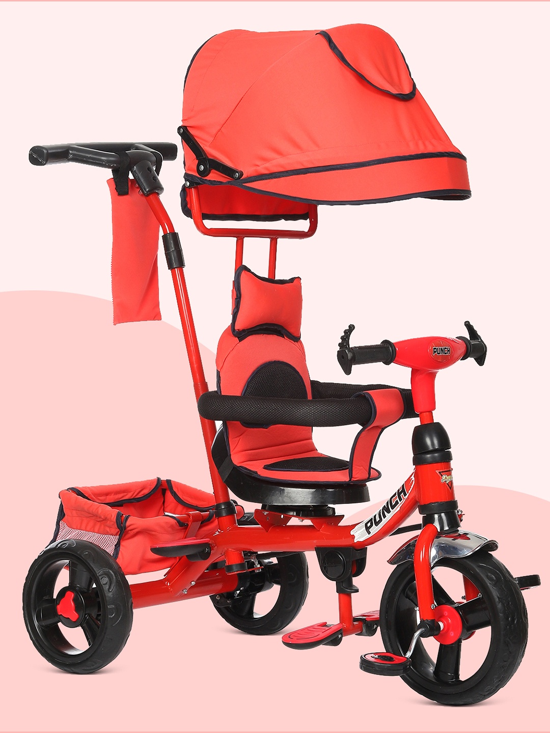 

Dash Kids 4 in 1 Baby Tricycle With UV Protection Canopy & Parental Handle, Red