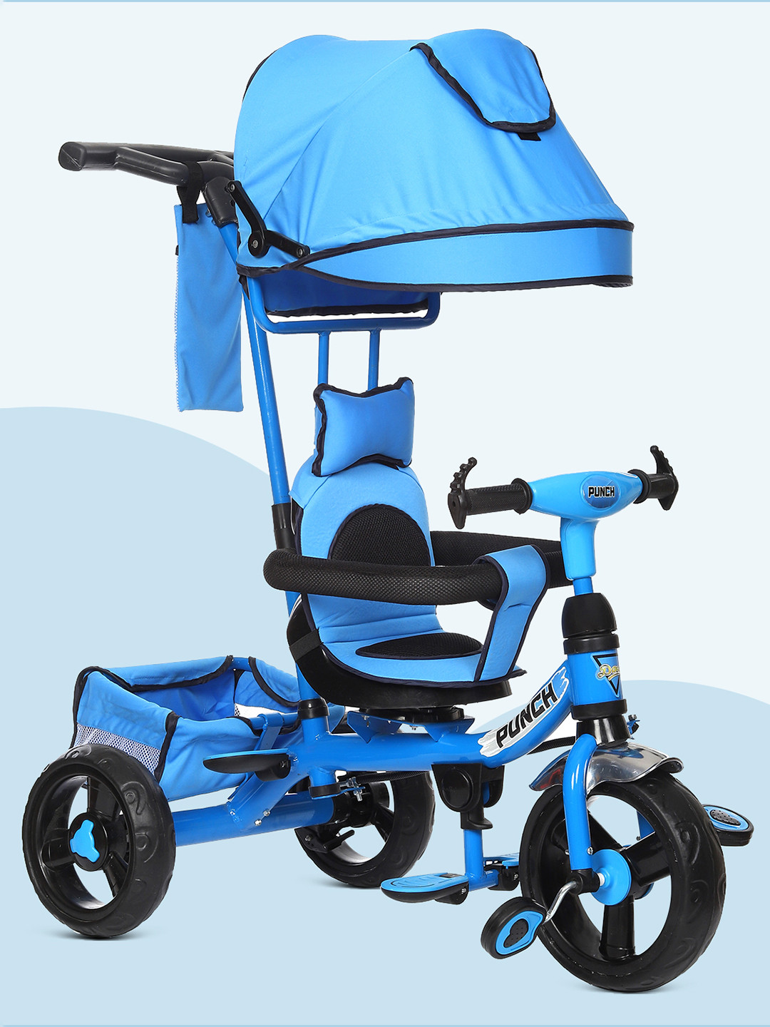 

Dash Kids Punch 4 in 1 Baby Tricycle With UV Protection Canopy & Parental Handle, Blue