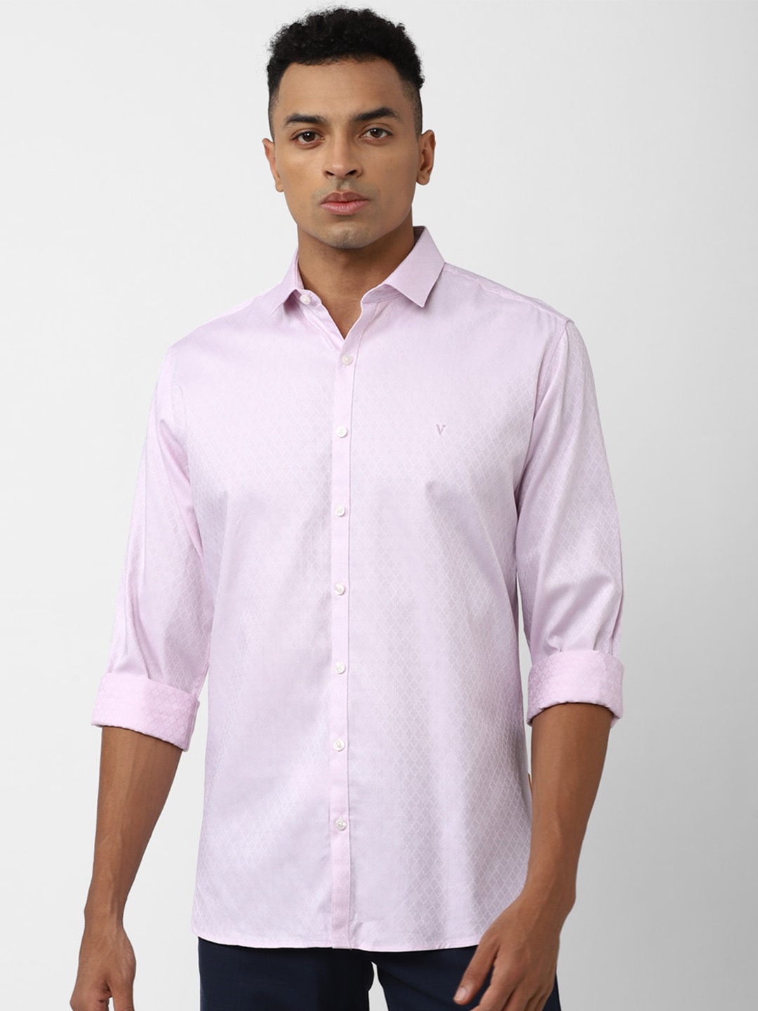 

V Dot Men Micro Or Ditsy Printed Slim Fit Casual Shirt, Purple