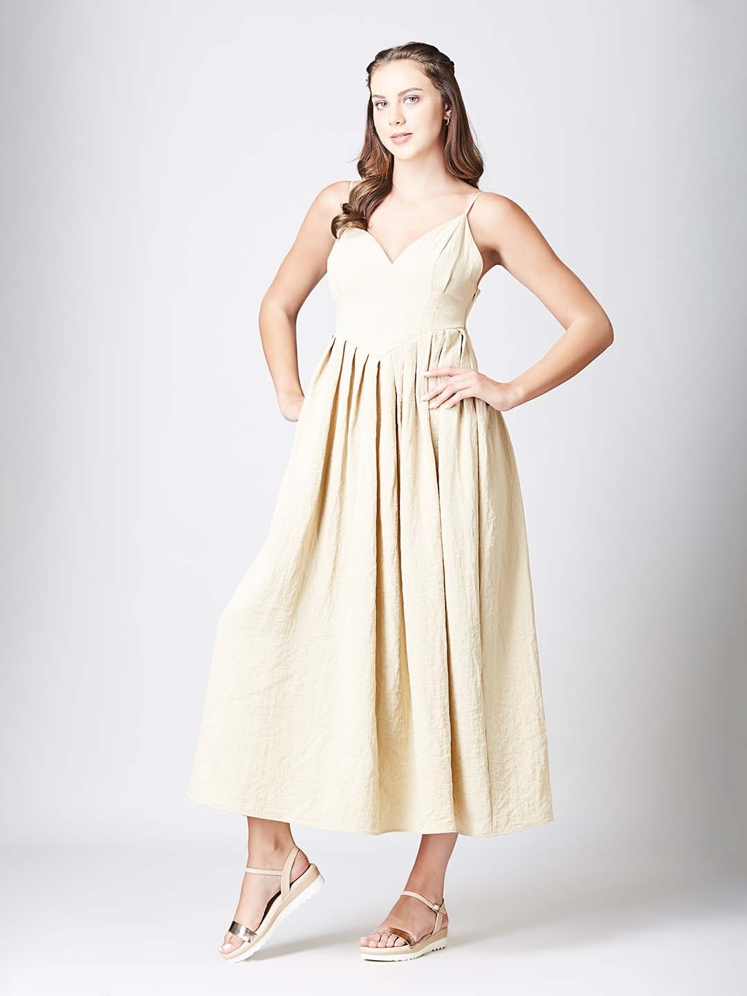 

LEMON & PEPPER Contrast Sole Open Toe Flats, Rose gold