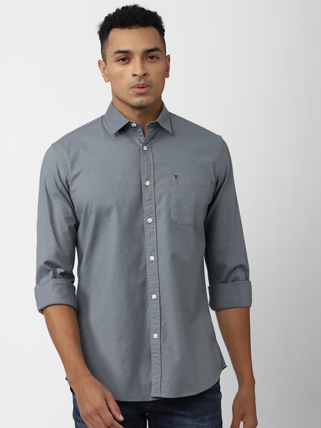 

Van Heusen Sport Spread Collar Cotton Shirt, Grey