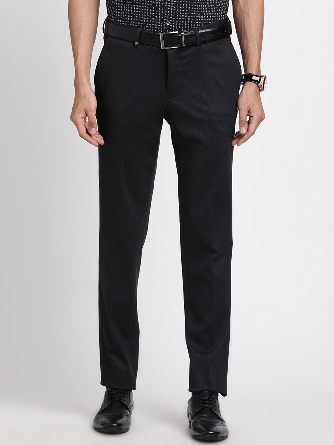 

Turtle Men Tailored Slim Fit Formal Trousers, Black
