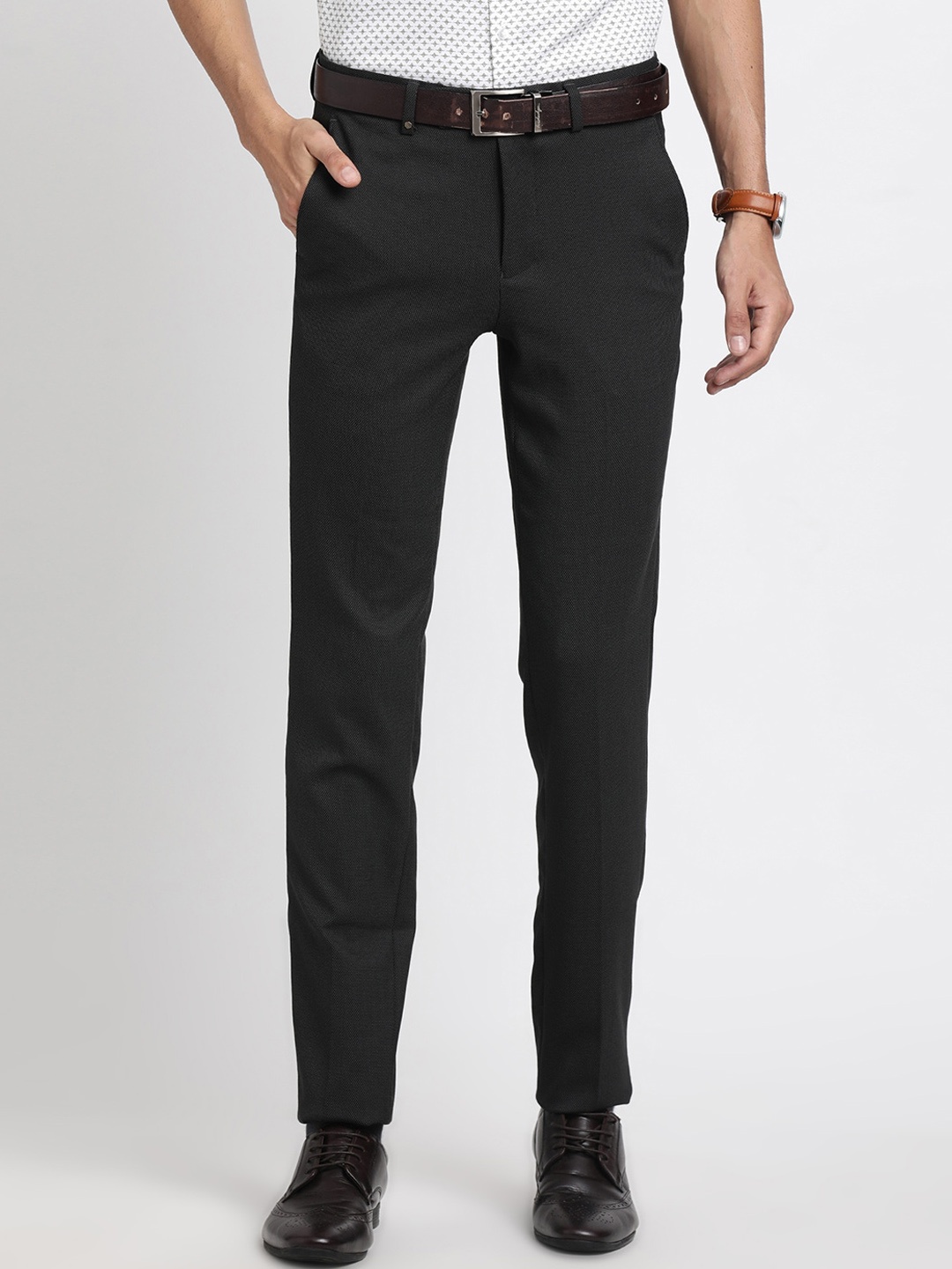

Turtle Men Tailored Slim Fit Formal Trousers, Black