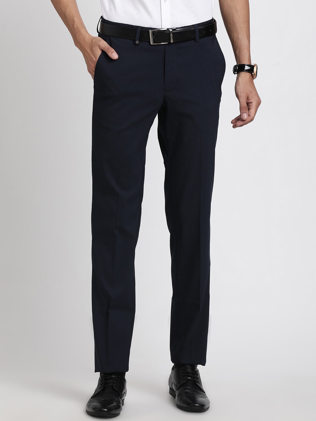 

Turtle Men Tailored Slim Fit Formal Trousers, Navy blue