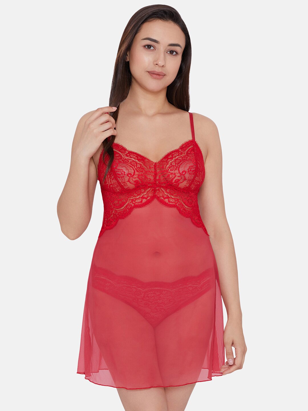 

Wacoal Self Design Shoulder Straps Baby Doll, Red