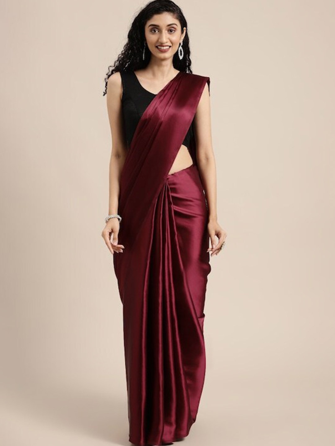 

MOKSHA DESIGNS Satin Saree, Maroon