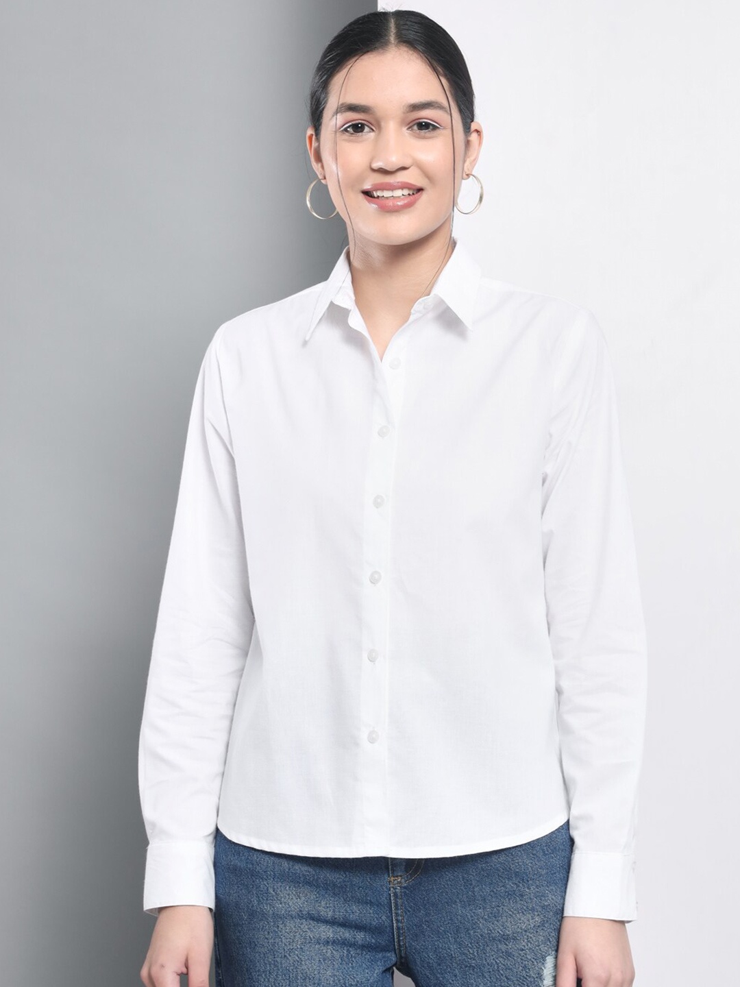 

Trend Arrest Comfort Regular Fit Spread Collar Opaque Cotton Casual Shirt, White