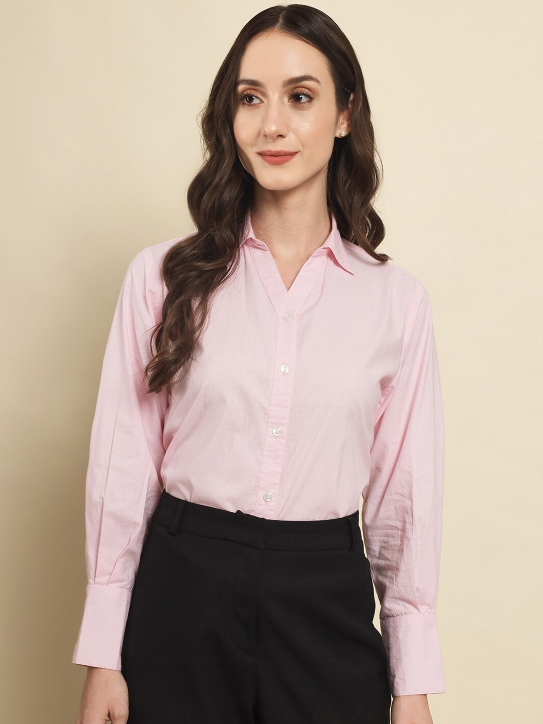 

Trend Arrest Comfort Spread Collar Cotton Casual Shirt, Pink