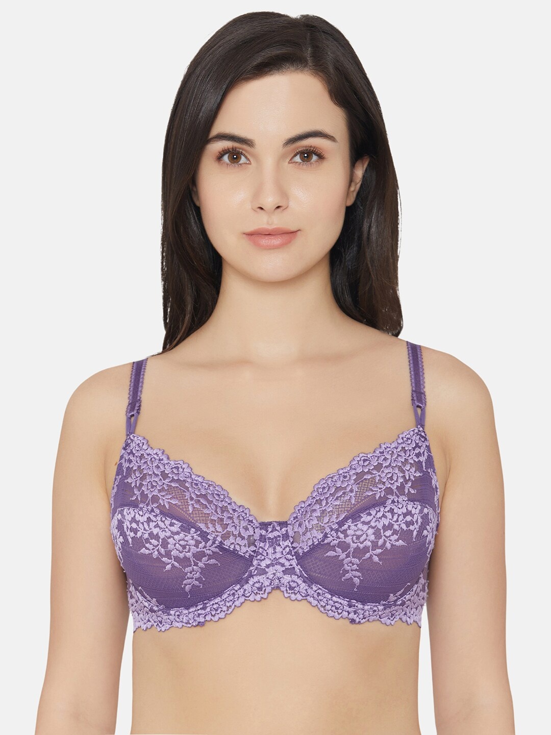 

Wacoal Floral Lace Half Coverage Underwired Rapid-Dry T-Shirt Padded, Purple