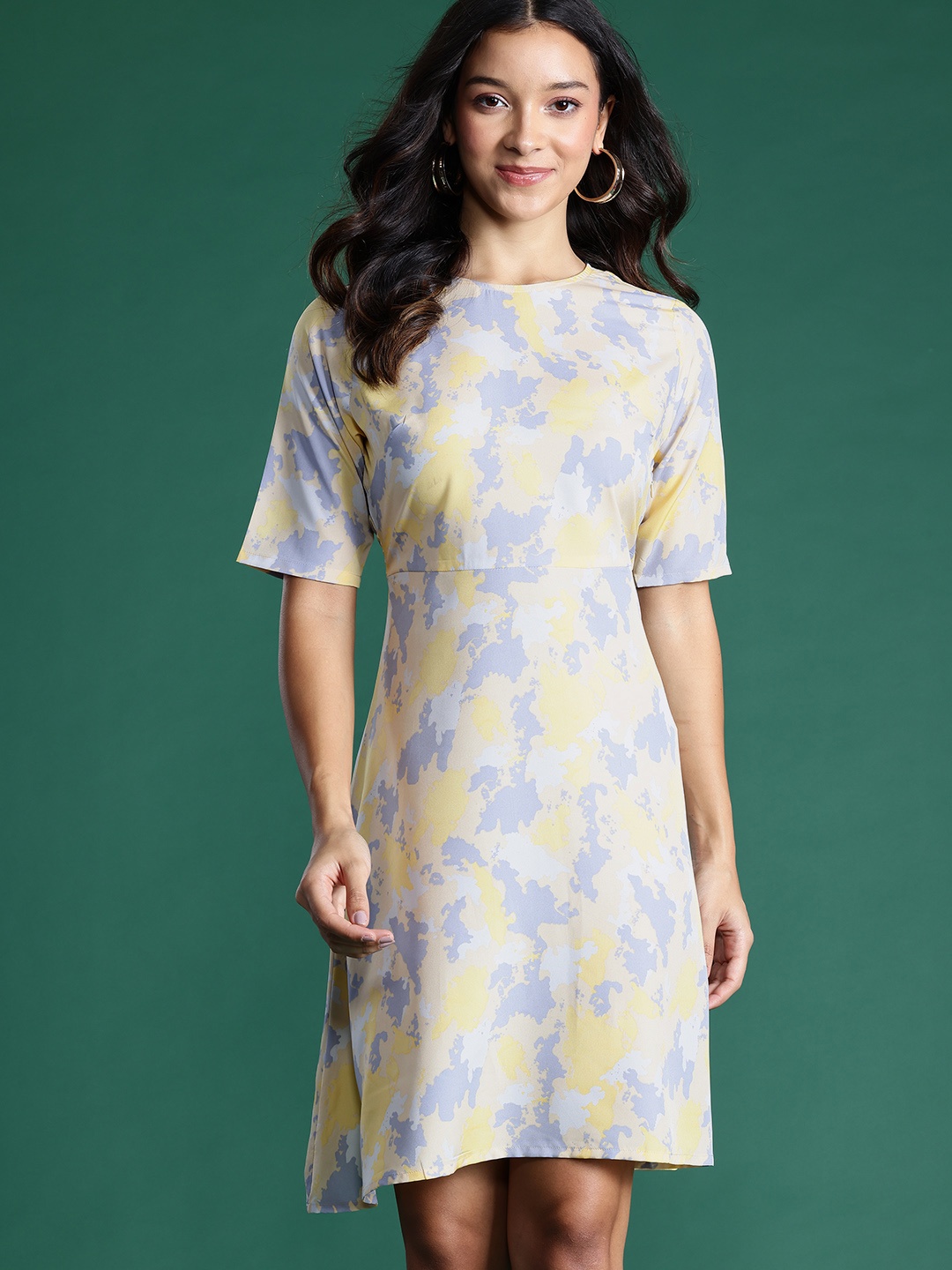 

DressBerry Printed A-Line Dress, Blue