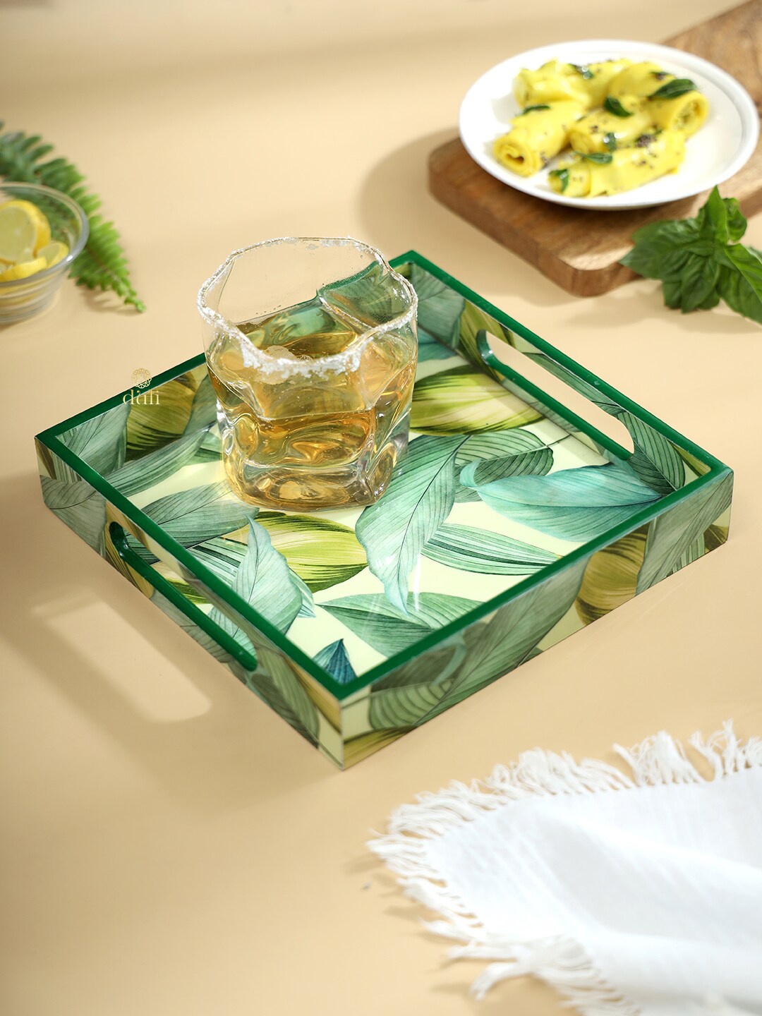 

DULI Green Printed Wooden Serving Tray