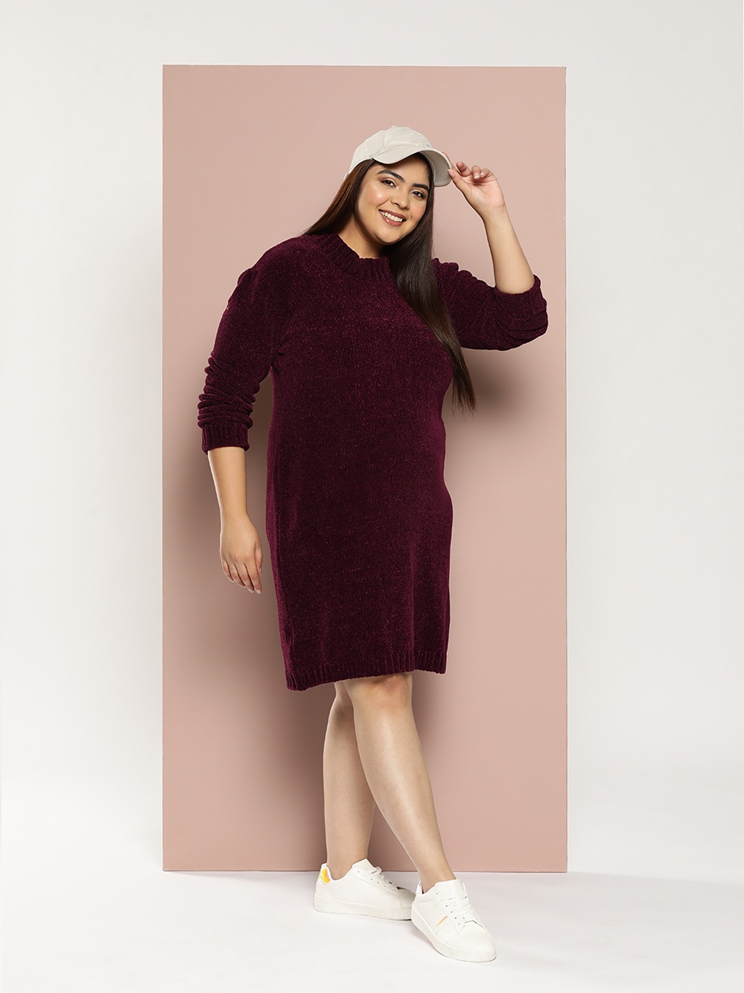 

Sztori Plus Size Velvet Jumper Dress, Maroon