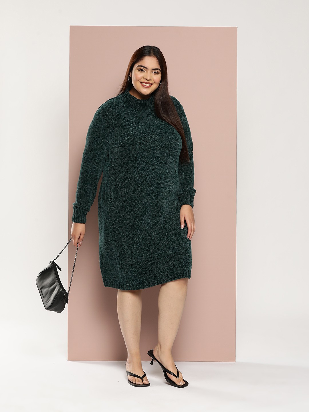 

Sztori Plus Size Knitted Sweater Dress, Green