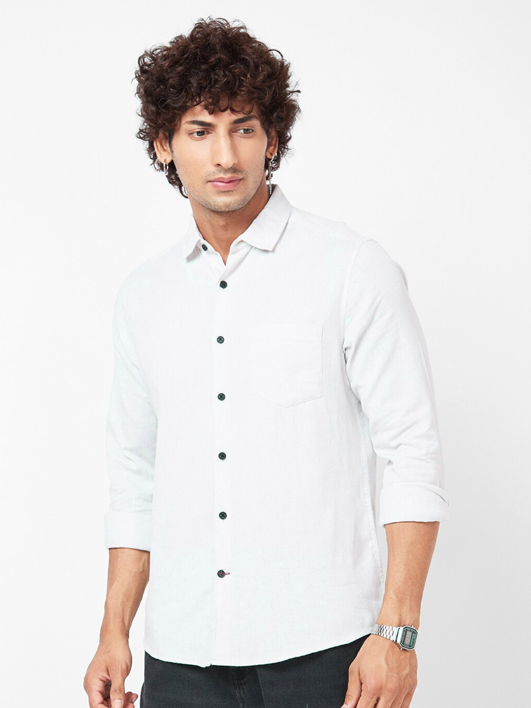 

VASTRADO Spread Collar Cotton Casual Shirt, Grey
