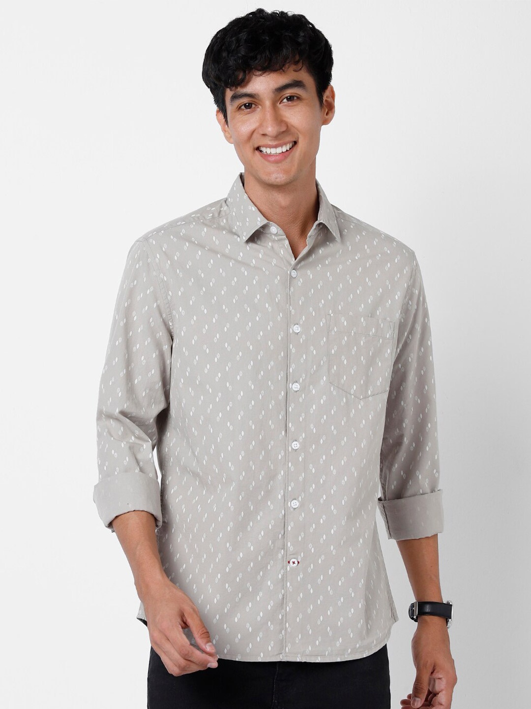

VASTRADO Conversational Printed Cotton Casual Shirt, Grey