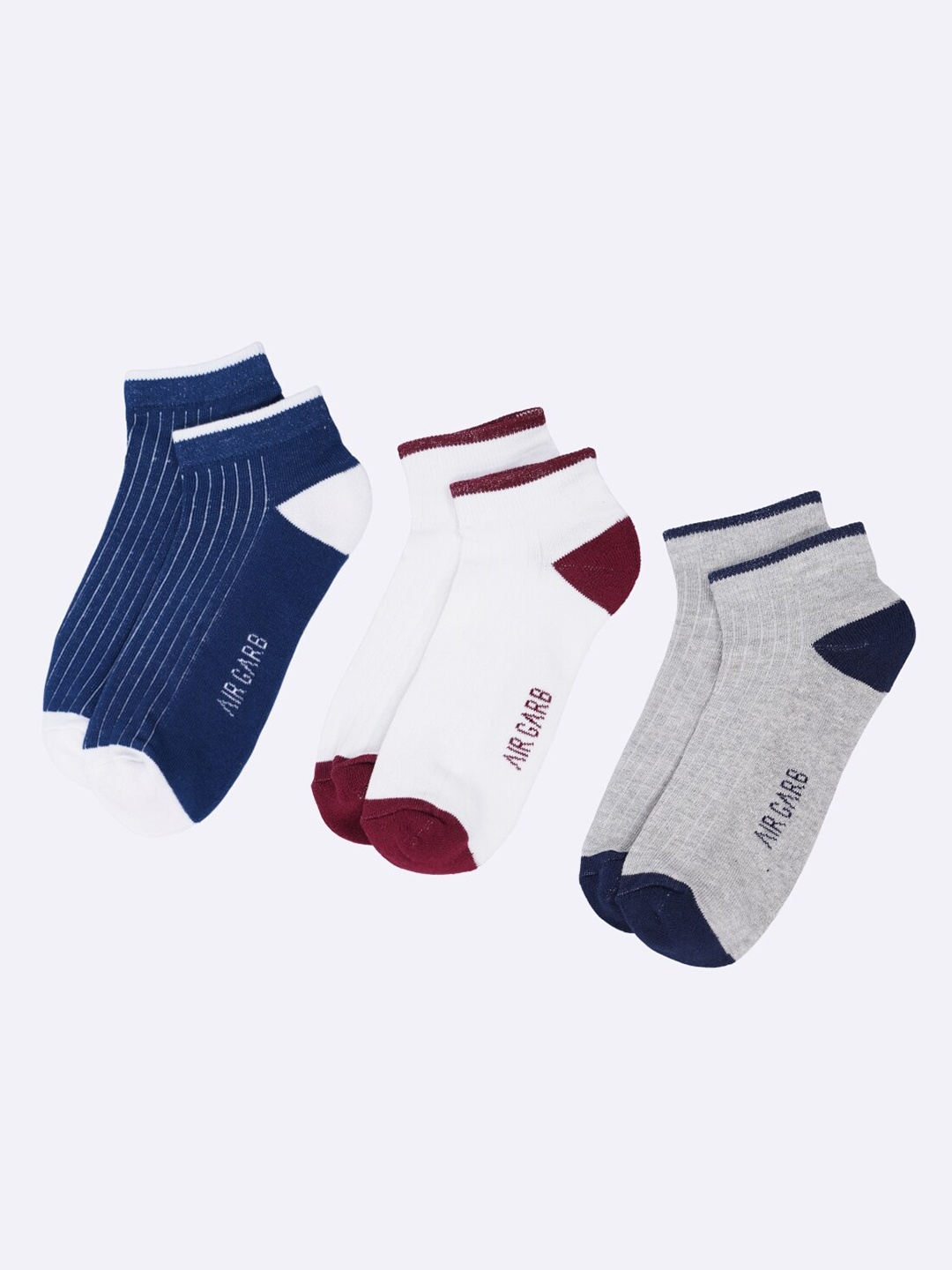 

AIR GARB Unisex Pack Of 3 Ankle-Length Socks, White