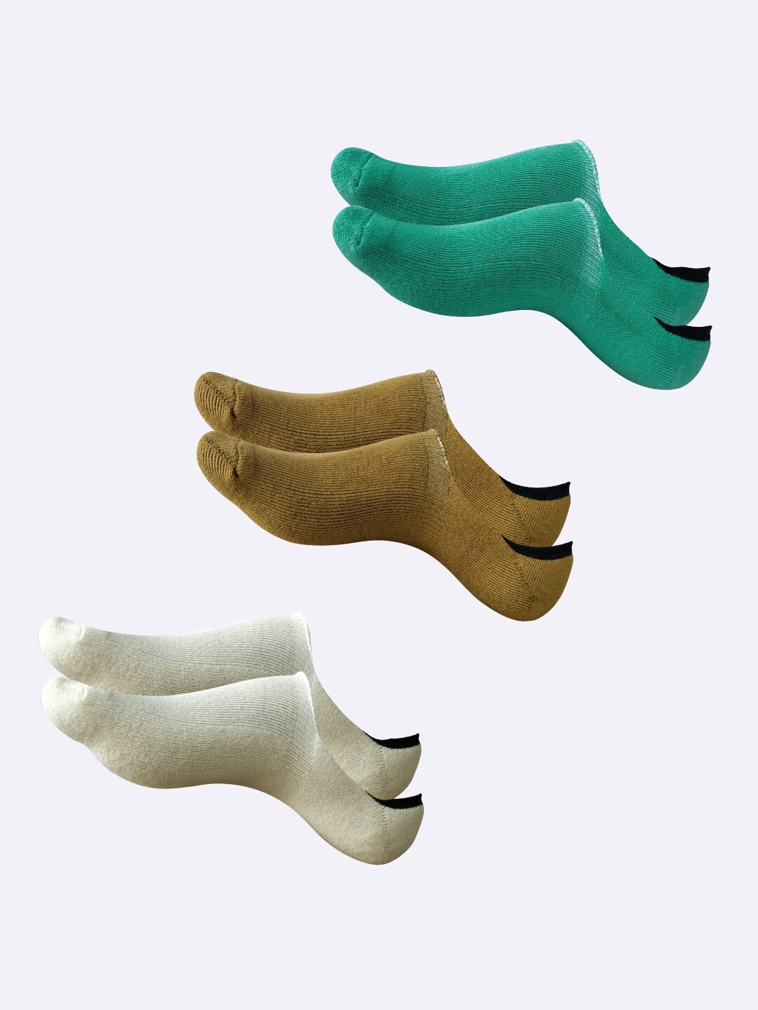 

AIR GARB Unisex Pack Of 3 Breathable Cushioned Shoe Liner Socks, Green