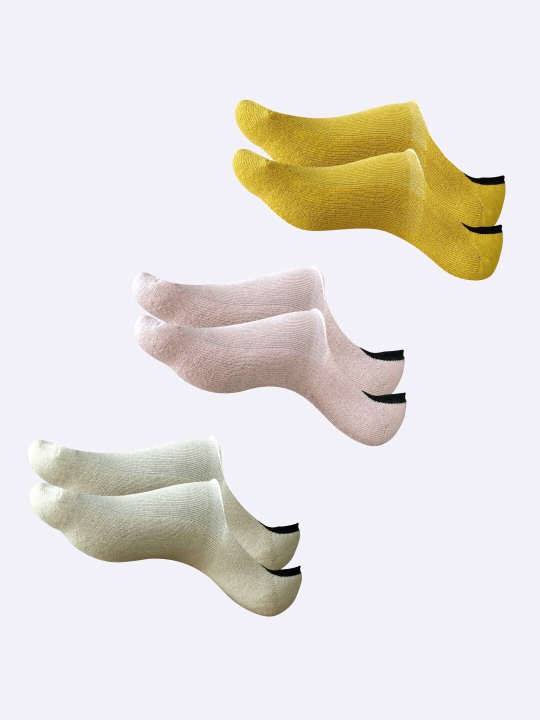 

AIR GARB Pack Of 3 Cushioned Shoe Liner Socks, Yellow
