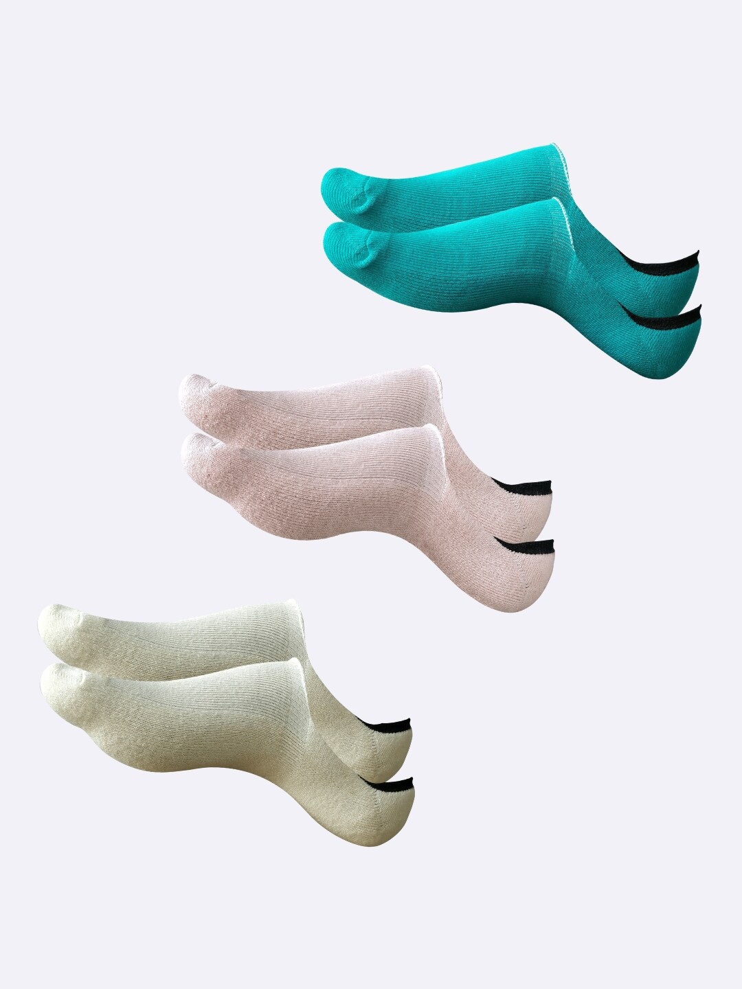 

AIR GARB Unisex Pack Of 3 Breathable Cushioned Shoe Liner Socks, Green