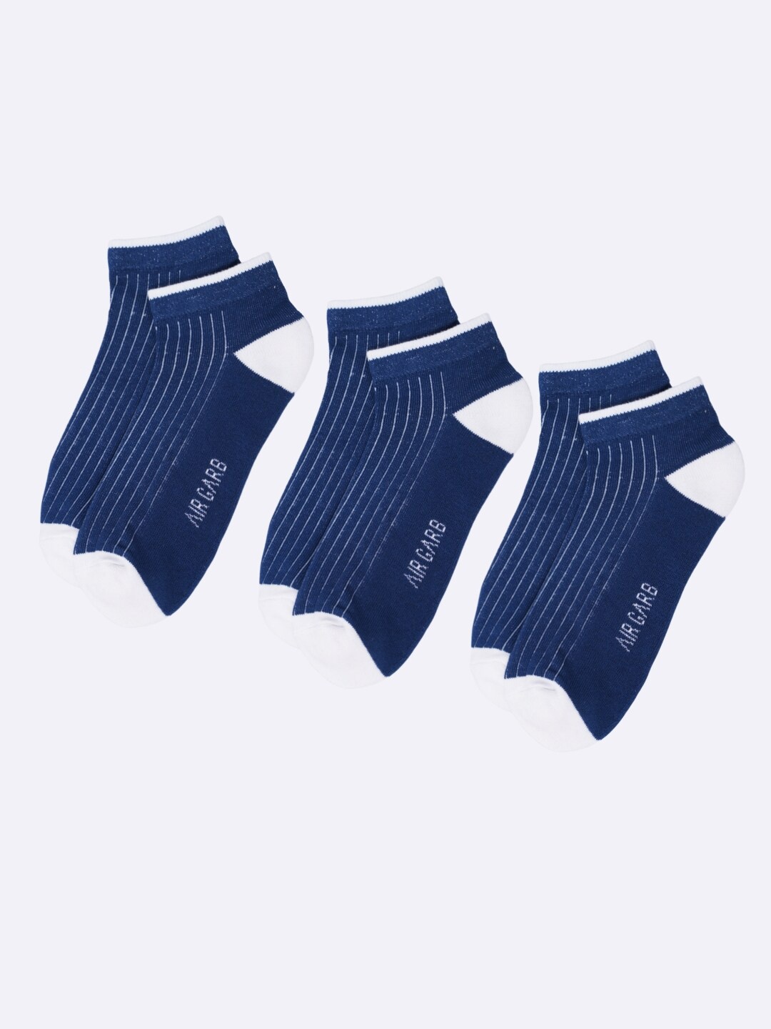 

AIR GARB Pack Of 3 Cushioned Ankle-Length Socks, Blue