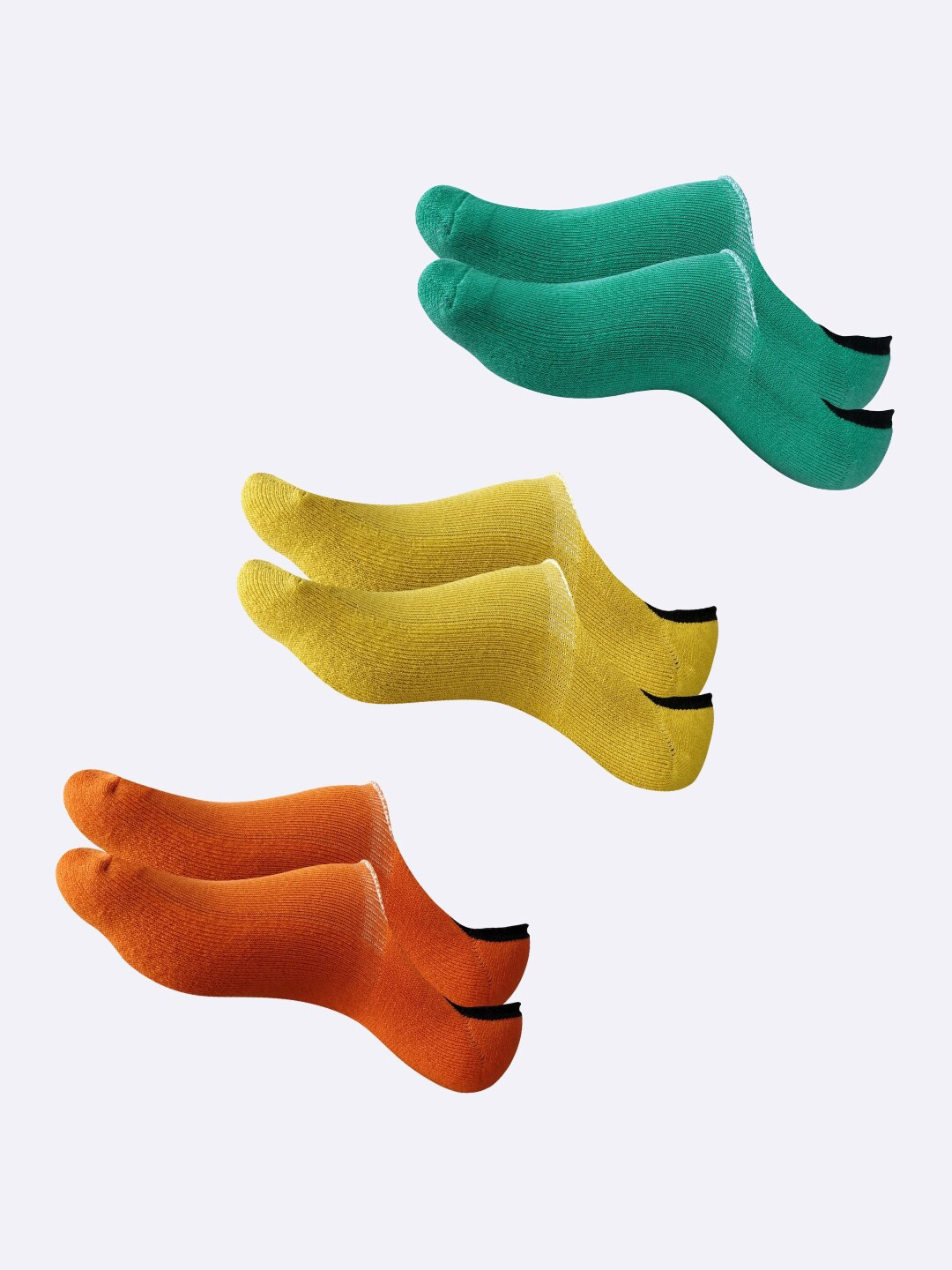 

AIR GARB Pack Of 3 Air Garb Cotton Shoe-liner Socks, Green