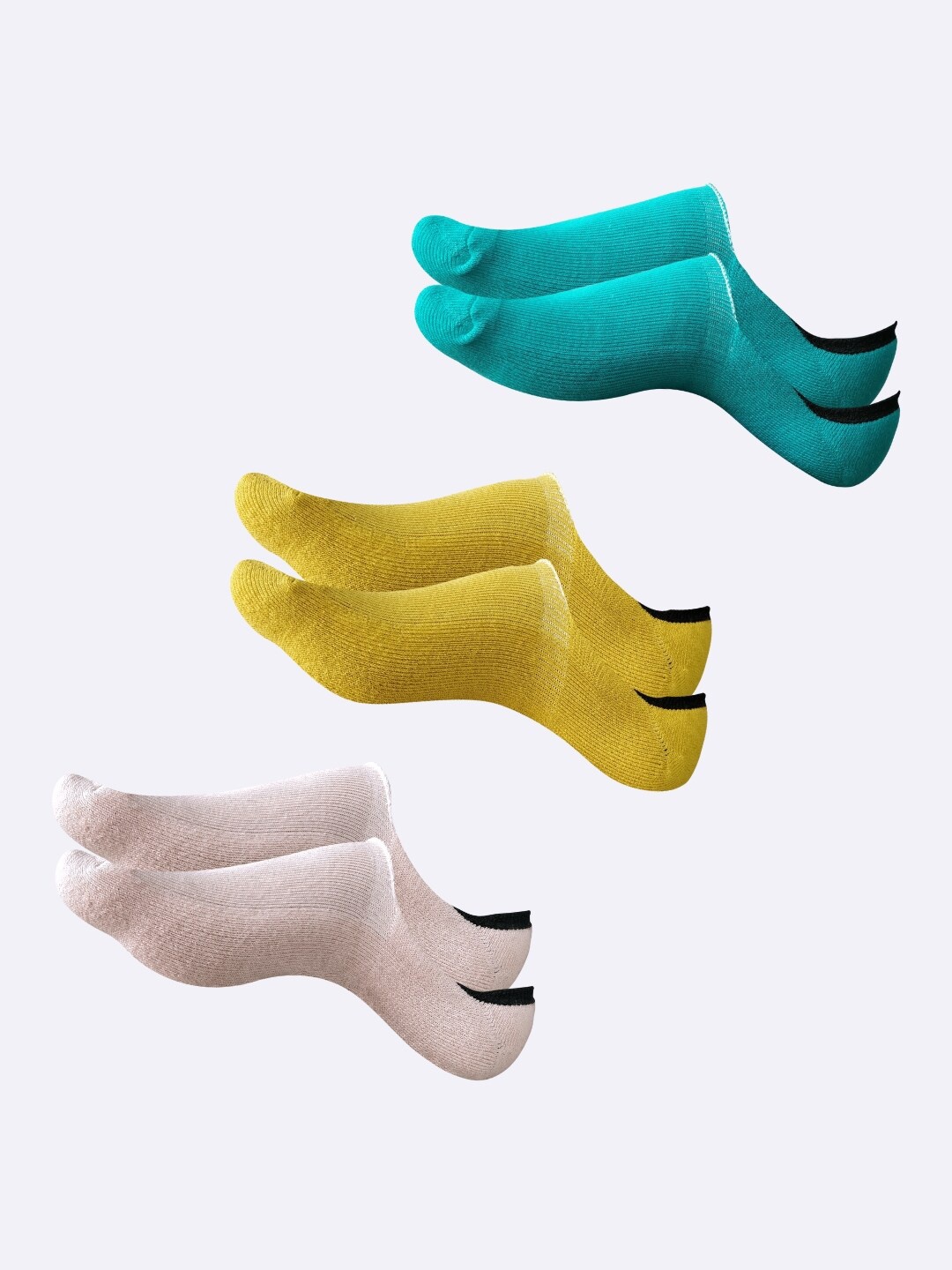 

AIR GARB Pack Of 3 Cushioned Shoe Liner Socks, Yellow