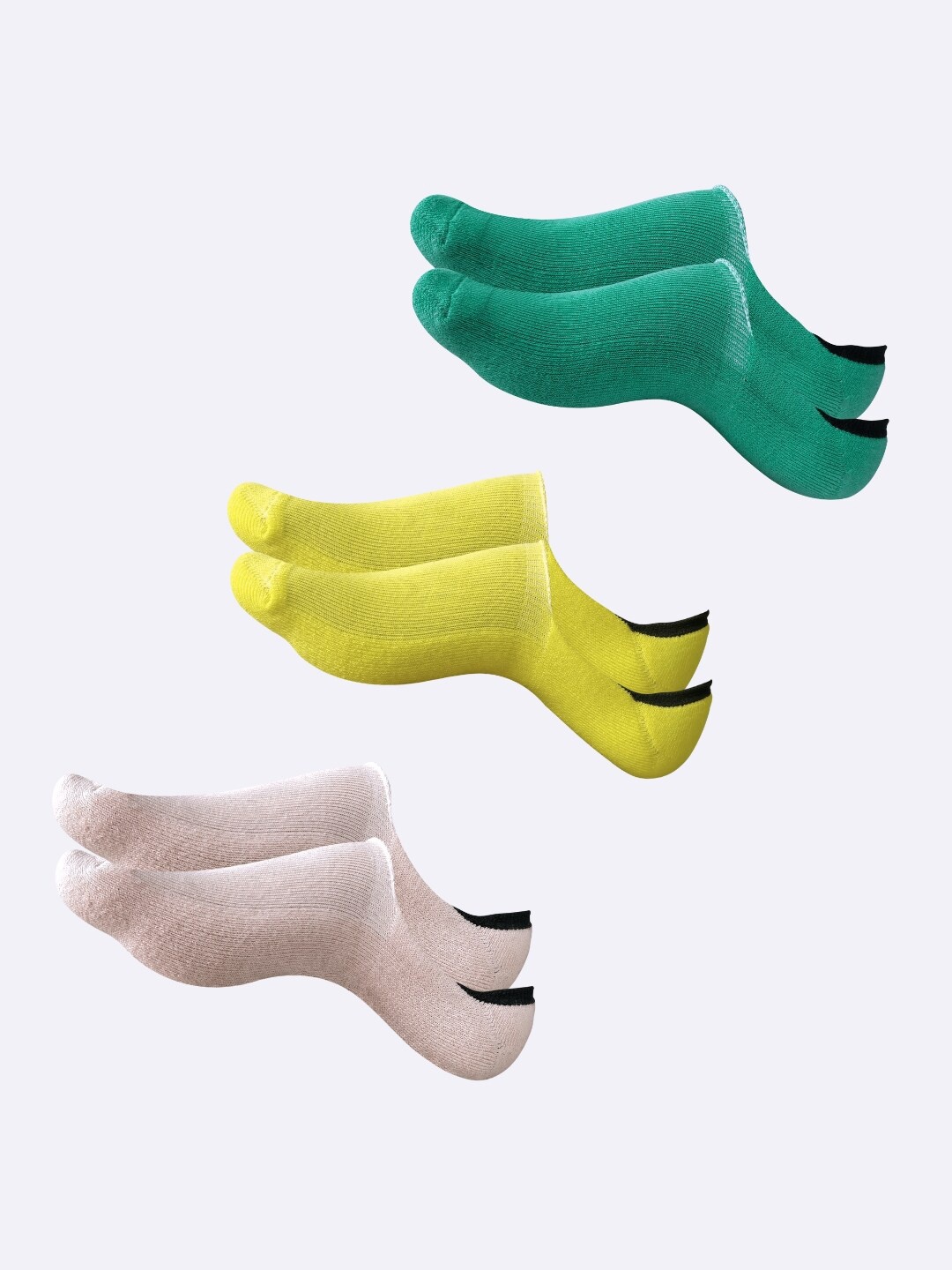 

AIR GARB Pack Of 3 Cushioned Breathable Shoe Liner Socks, Yellow