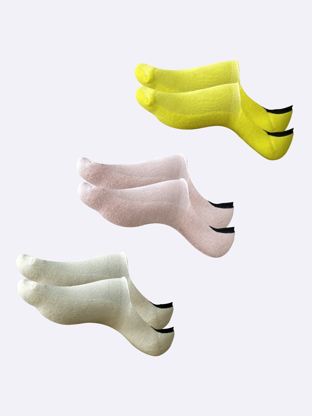 

AIR GARB Pack Of 3 Breathable Shoe Liner Socks, Yellow