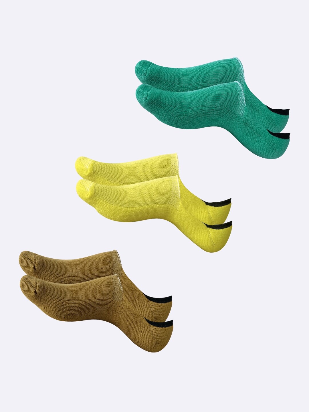 

AIR GARB Pack Of 3 Cushioned No Show Shoe- Liner Socks, Green