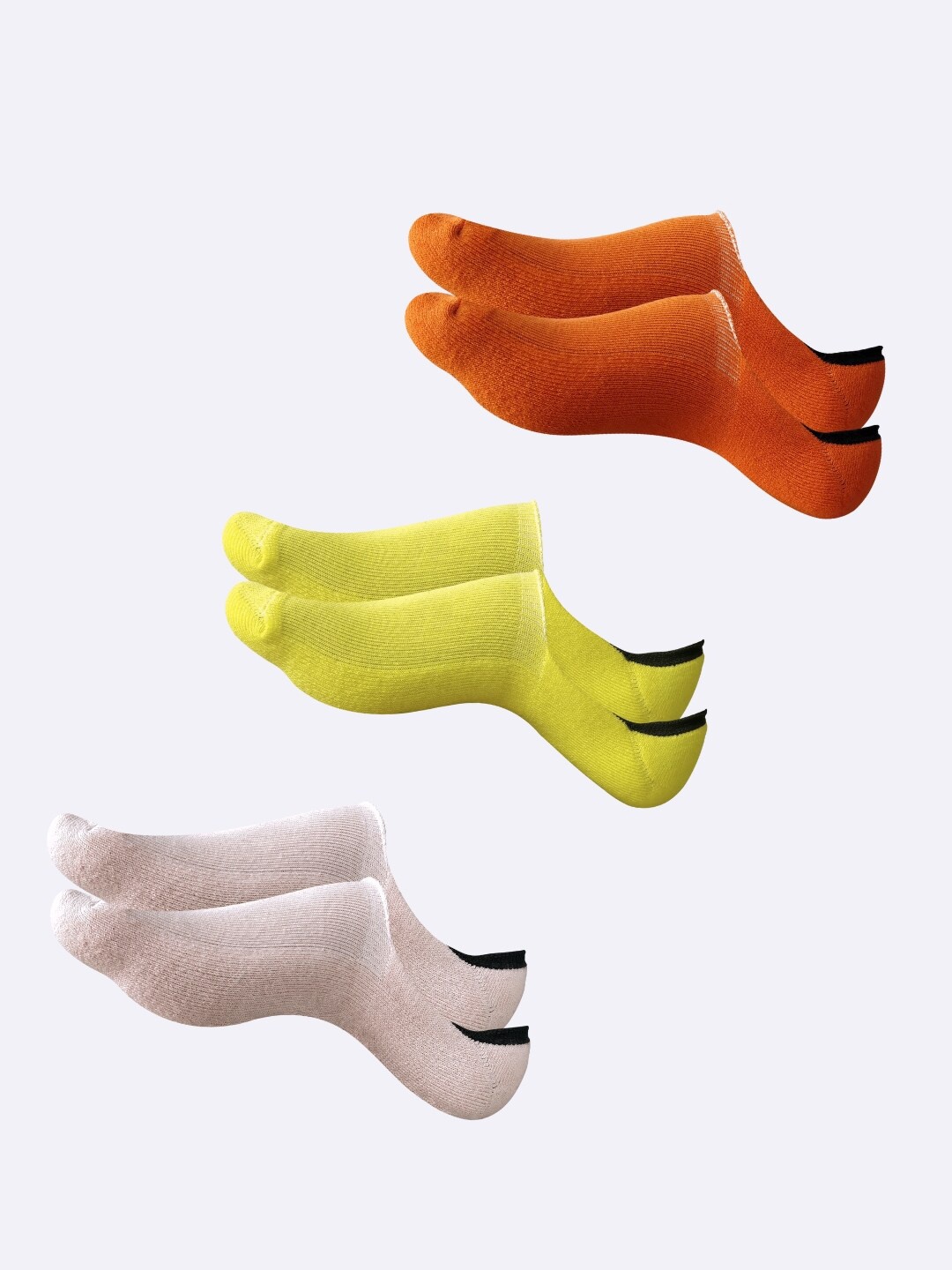 

AIR GARB Unisex Pack Of 3 Breathable Cushioned Shoe Liner Socks, Orange