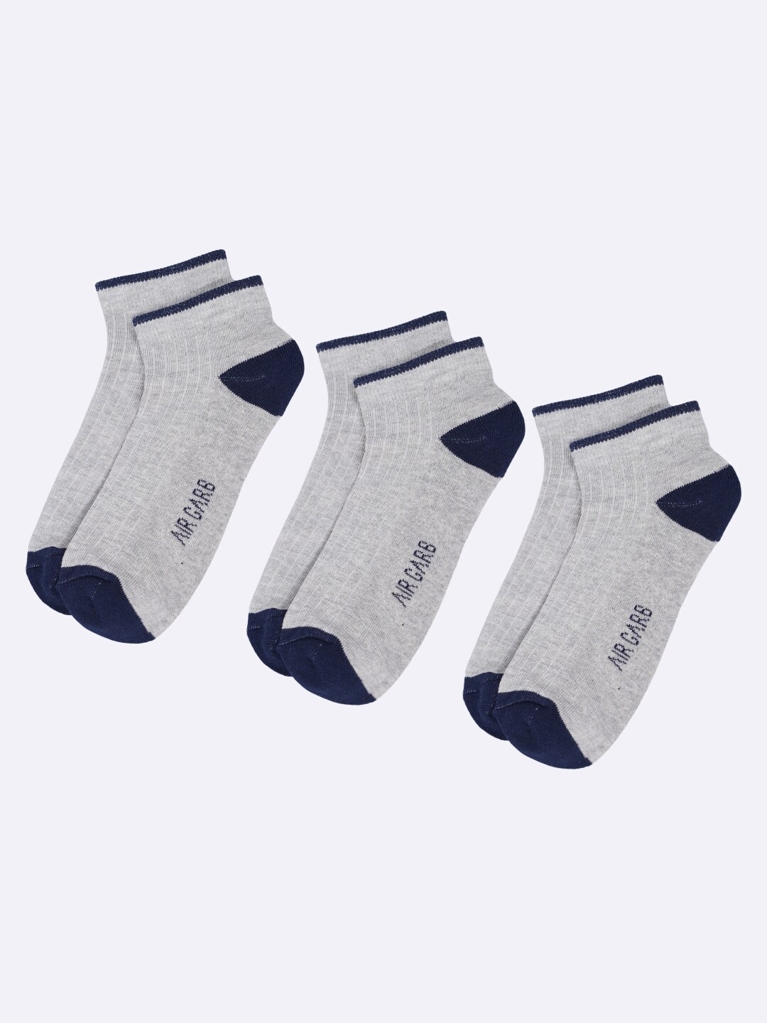 

AIR GARB Unisex Pack Of 3 Ankle-Length Socks, Grey