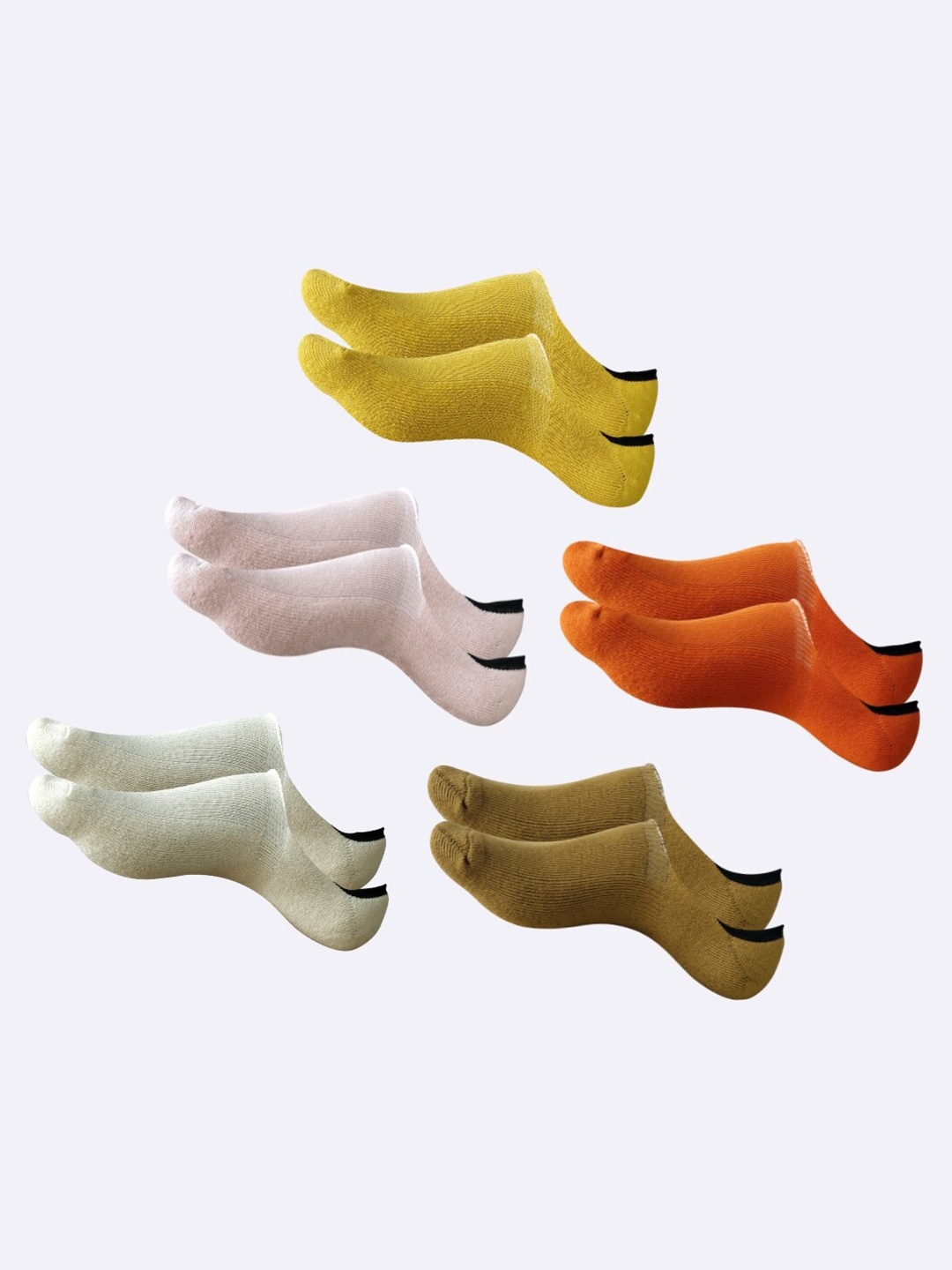 

AIR GARB Pack Of 5 Printed-detail Shoe-liner Socks, Yellow