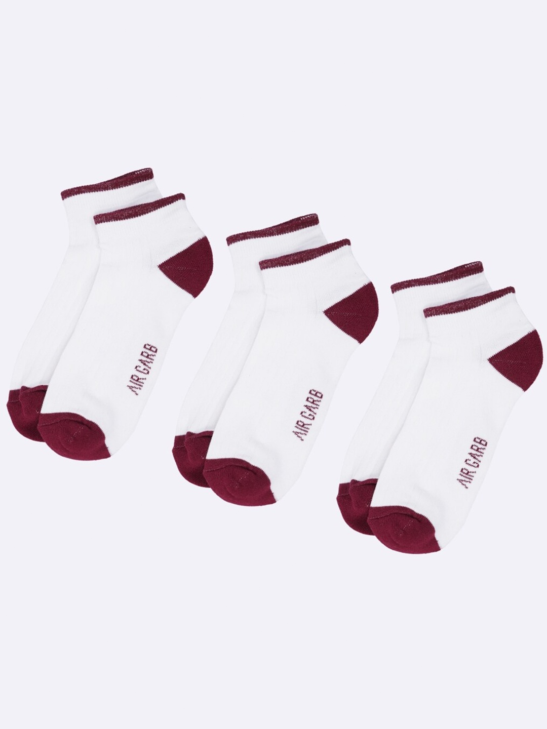 

AIR GARB Pack Of 3 Cushioned Ankle-Length Socks, White