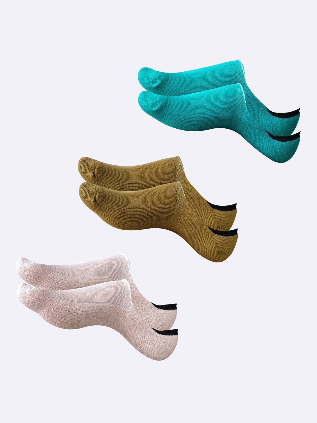 

AIR GARB Pack Of 3 Cushioned Shoe Liner Socks, Brown