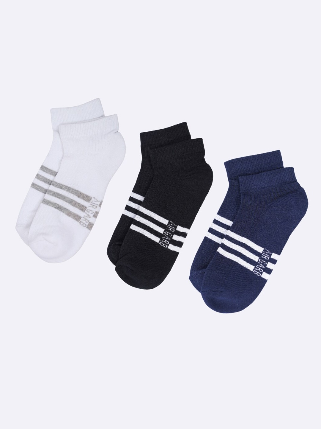 

AIR GARB Pack Of 3 Striped Cushioned Ankle-Length Socks, White