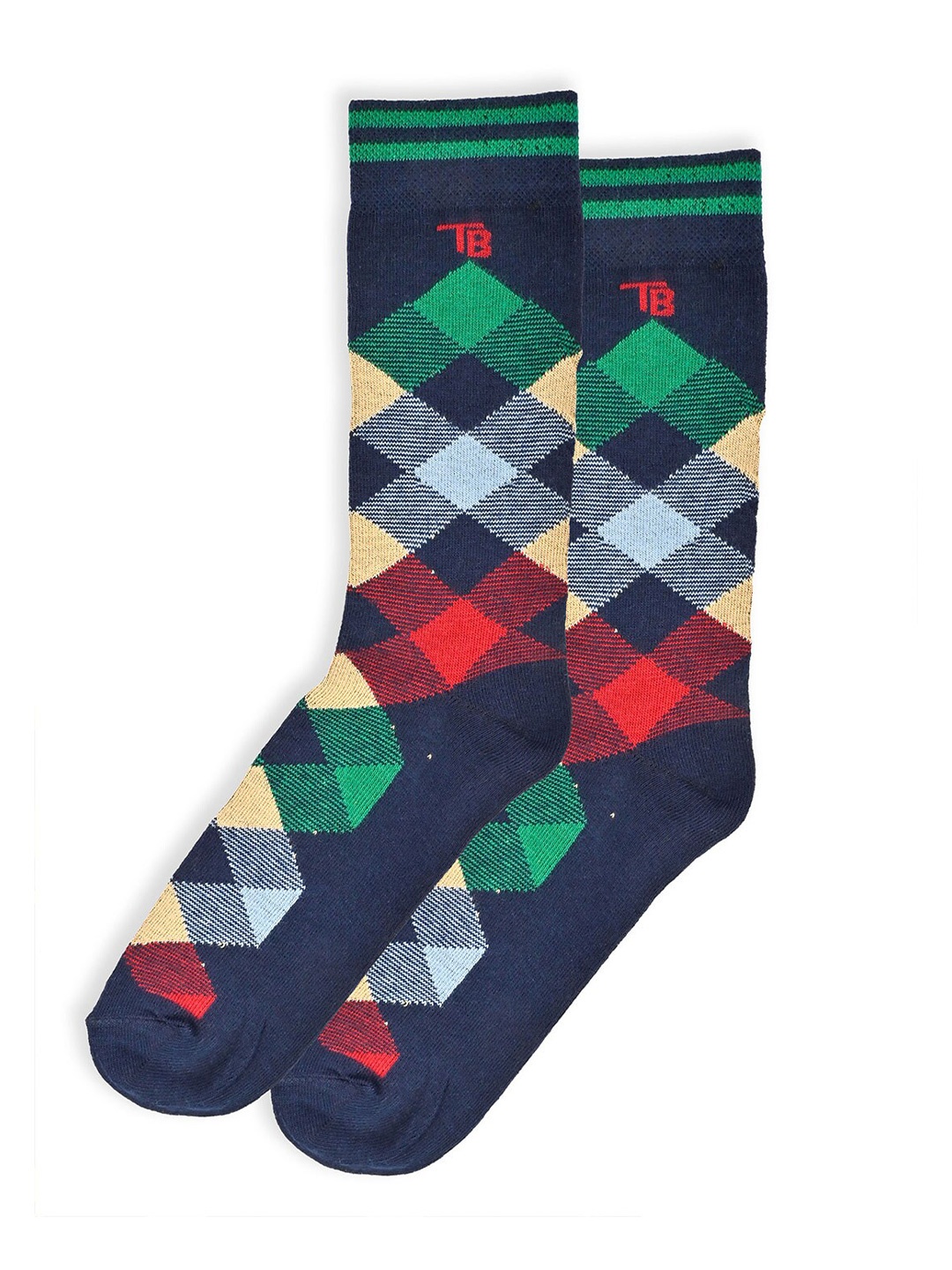 

Tistabene Unisex Checked Cotton Above Ankle-Length Socks, Navy blue