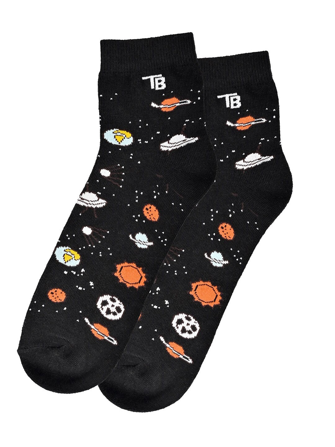 

Tistabene Unisex Patterned Breathable Cotton Ankle-Length Socks, Black
