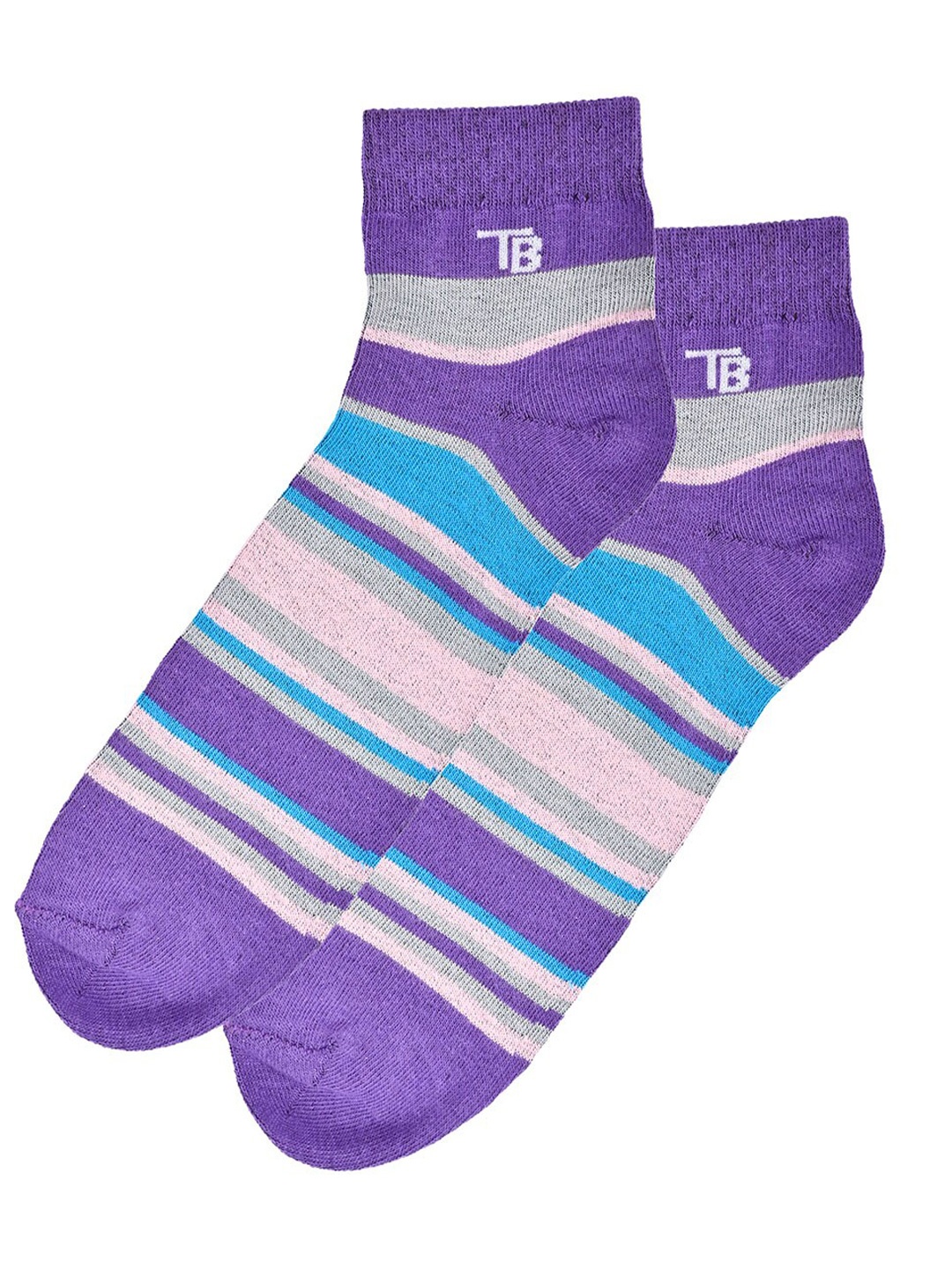 

Tistabene Unisex Striped Cotton Ankle-Length Socks, Purple