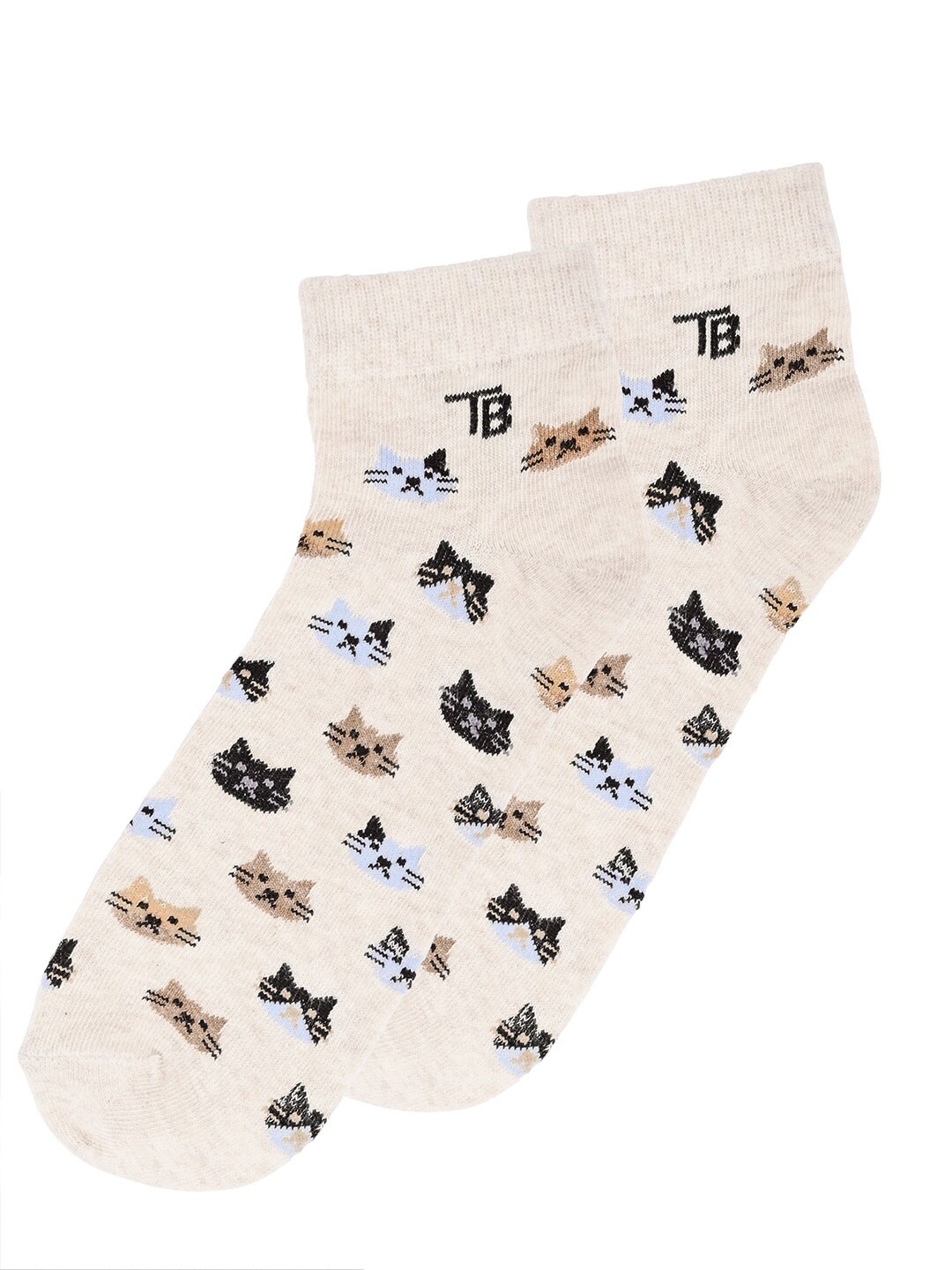 

Tistabene Unisex Cat Printed Soft Cotton Ankle-Length Socks, White