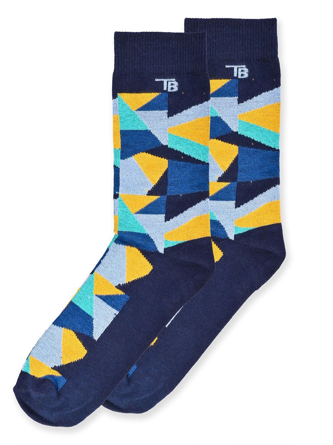 

Tistabene Unisex Patterned Breathable Cotton Calf-Length Socks, Blue