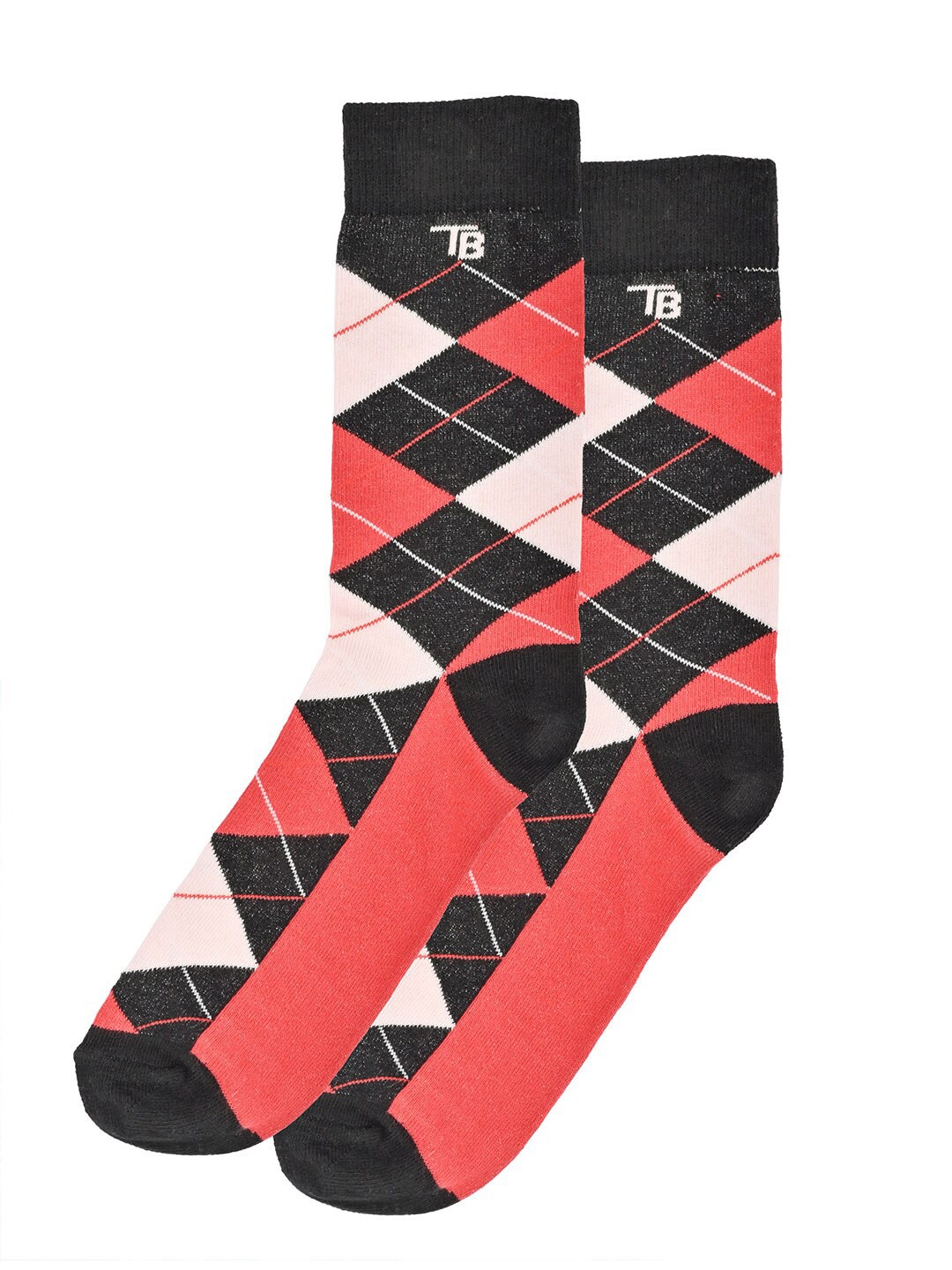 

Tistabene Unisex Patterned Cotton Ankle-Length Socks, Red